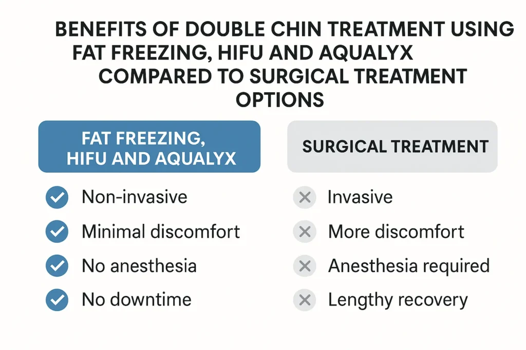 Graphic about the benefits of double chin treatment Hale End - from LA LIPO
