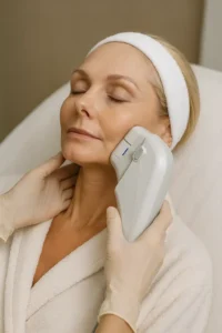 Woman receiving HIFU non surgical facelift treatment Hale End