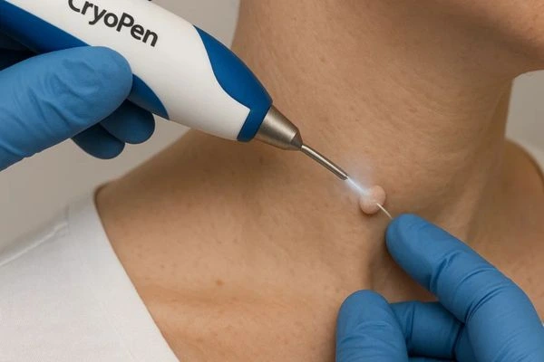 Person receiving Cryotherapy skin tag removal Hale End