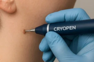 Person receiving skin tag removal Hale End